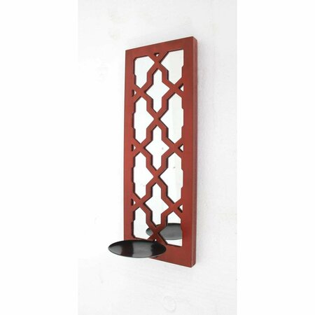 PALACEDESIGNS 17 x 5 x 6 in. Mirrored Candle Holder Sconce Red PA3675295